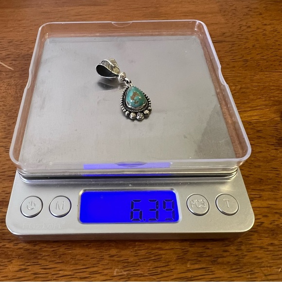 Kingman Turquoise Pendant 925 Sterling Silver | Feather Bail Southwestern - Picture 11 of 11